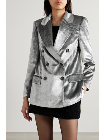 Brunello Cucinelli Double-breasted metallic velvet blazer