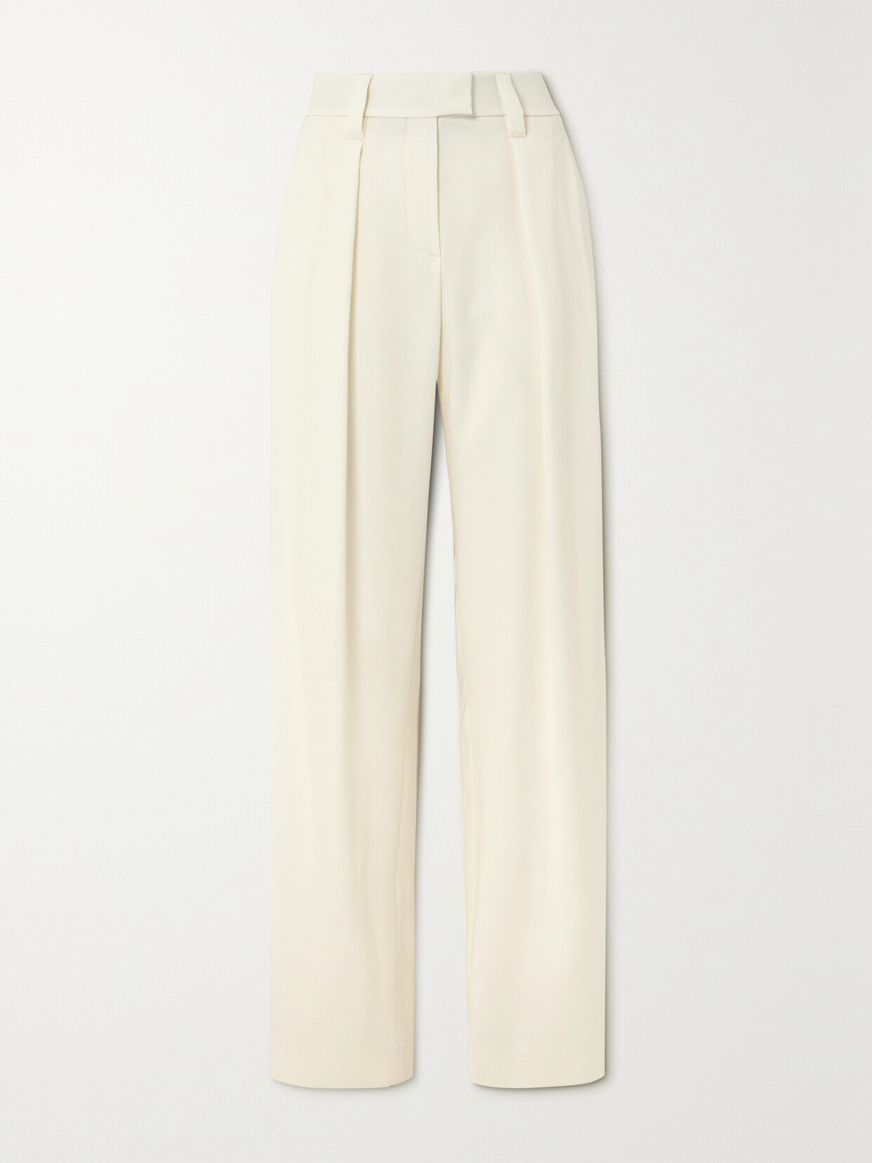 Brunello Cucinelli Pleated Twill Tapered Pants In White