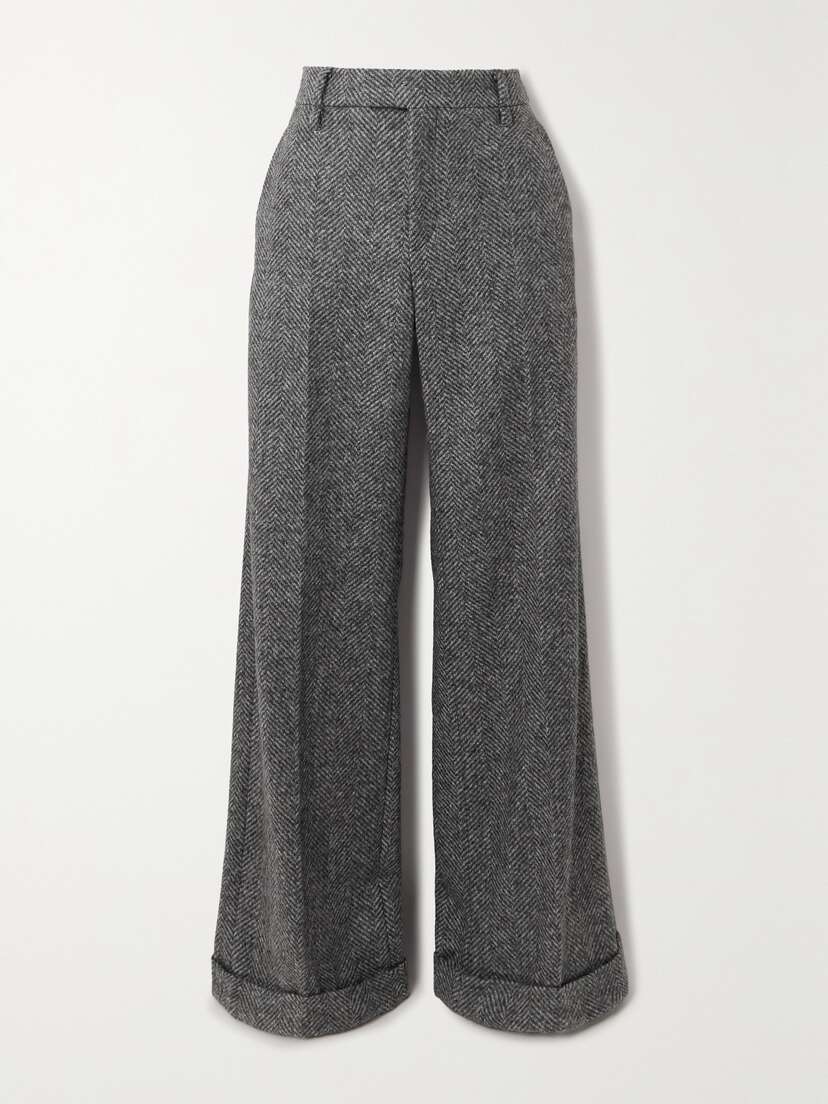 Brunello Cucinelli Herringbone Woven Wide-leg Pants