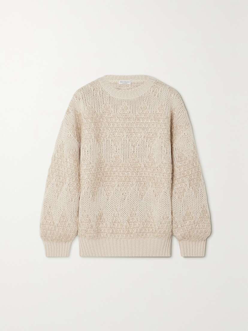 Brunello Cucinelli Sequin-embellished Wool, Cashmere And Silk-blend Sweater