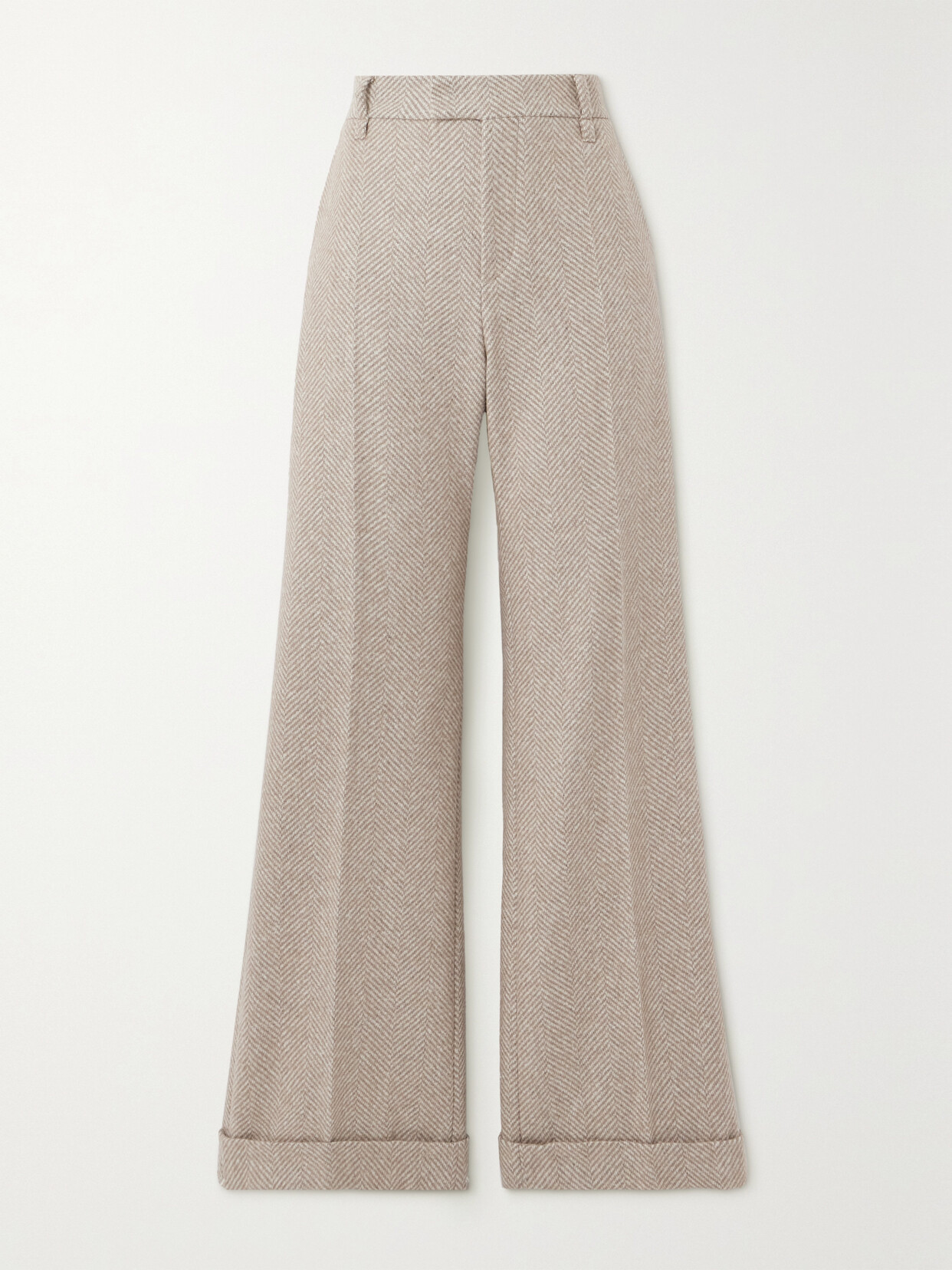 Brunello Cucinelli Herringbone Woven Wide-leg Pants - Brown
