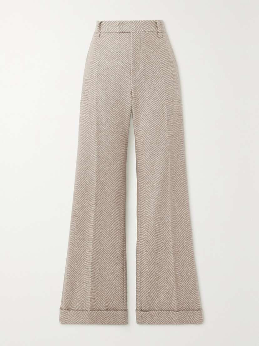 Brunello Cucinelli Herringbone Woven Wide-leg Pants