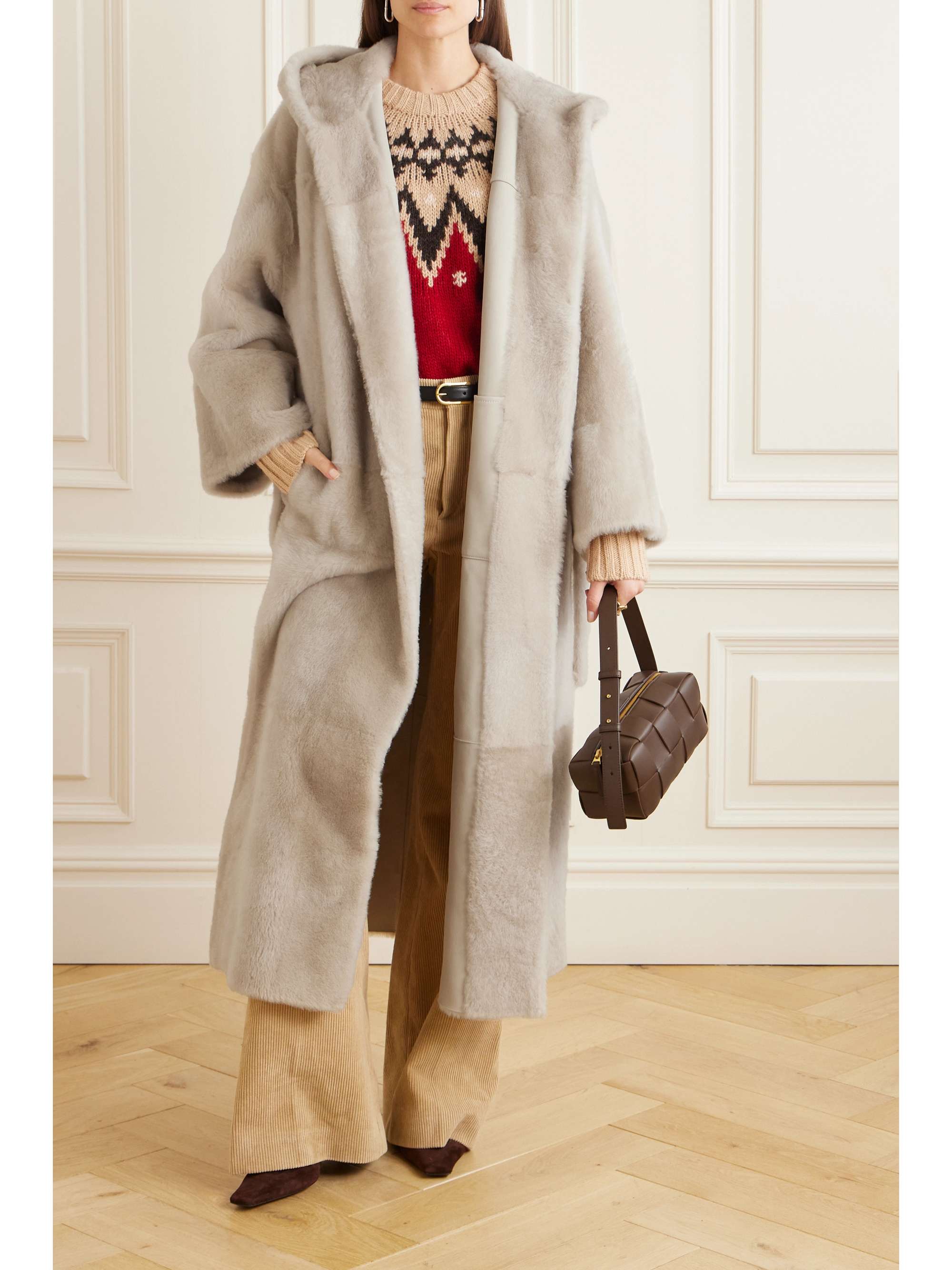 BRUNELLO CUCINELLI Reversible belted shearling coat | NET-A BRUNELLO CUCINELLI Reversible belted shearling coat | NET-A