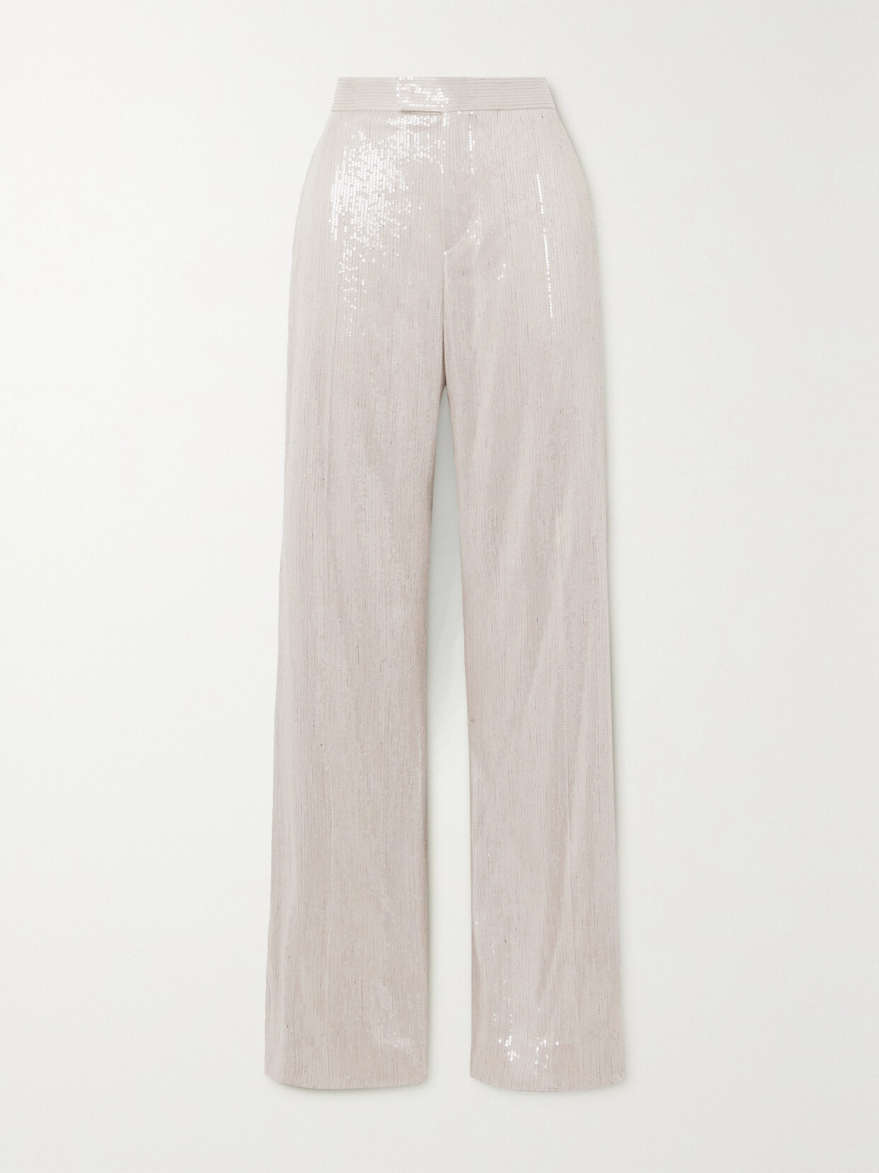 Brunello Cucinelli Sequined Crepe Wide-leg Pants In Gray