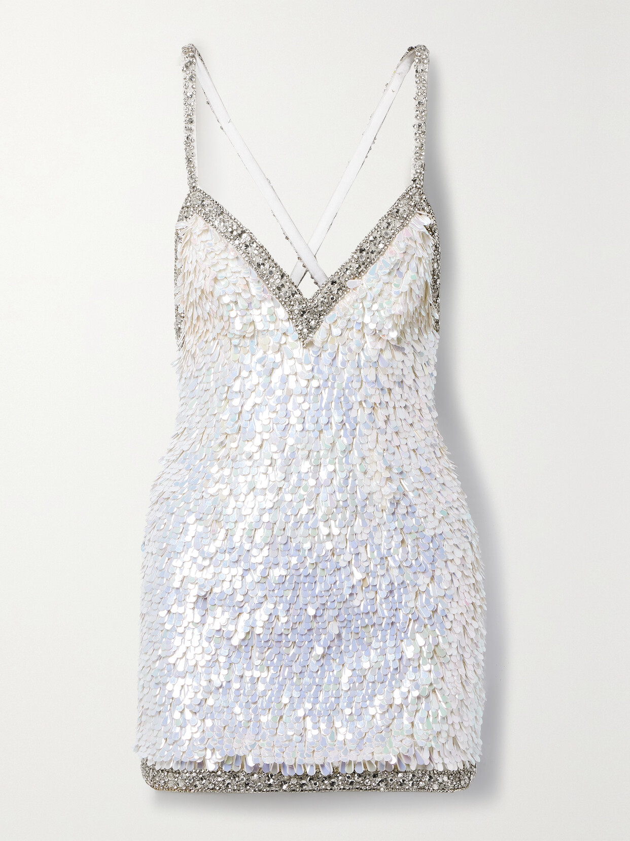 Retroféte Ivanna Open-back Embellished Sequined Tulle Mini Dress In Silver