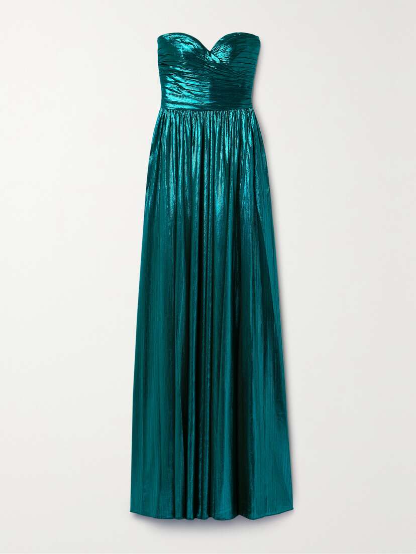 Retrofête Ezri Strapless Plissé-lamé Maxi Dress - xx large