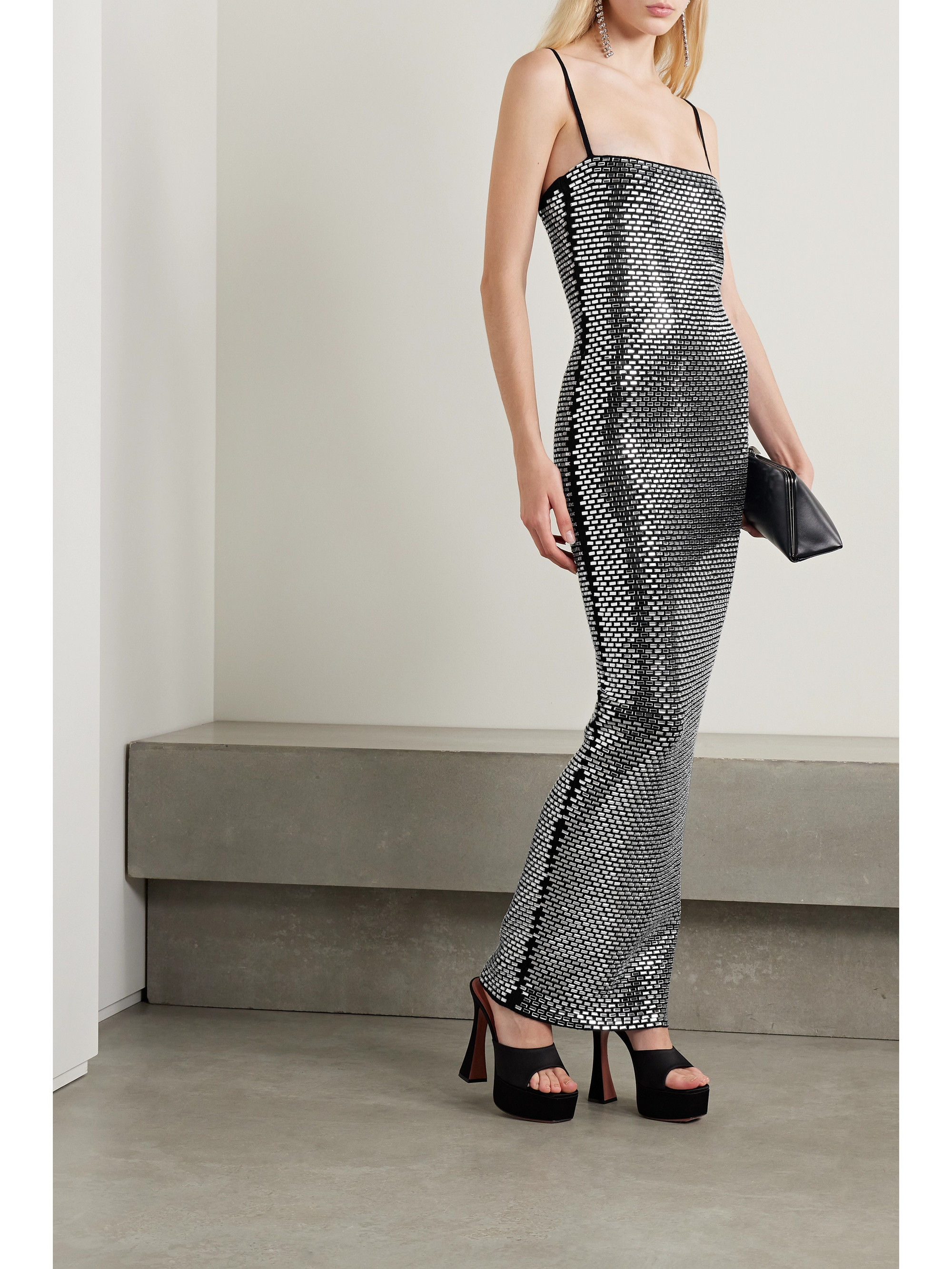 Retrofête Kyree crystal-embellished cotton and cashmere-blend maxi dress