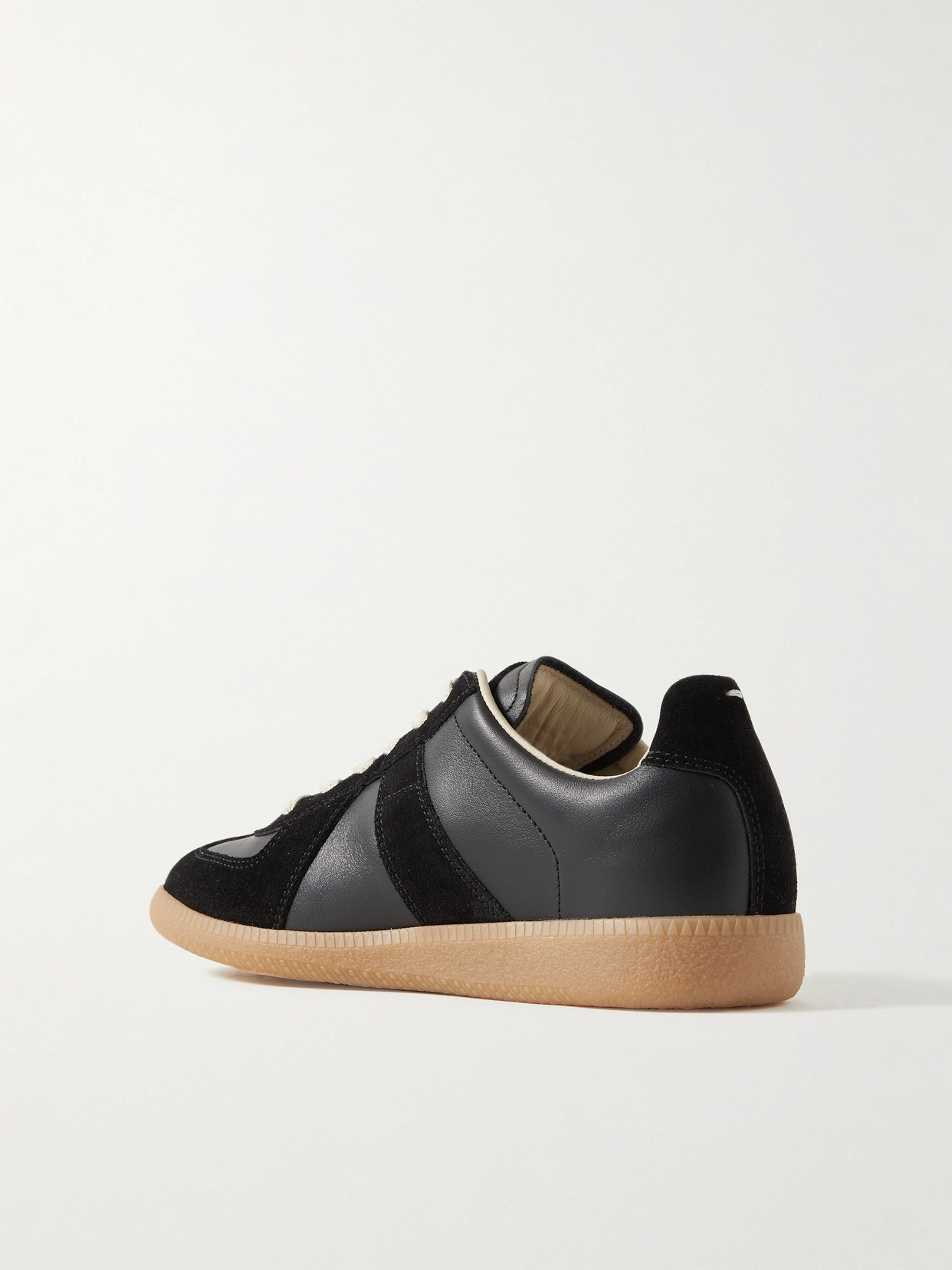 Maison Margiela Two-tone Leather And Suede Replica Sneakers In Black