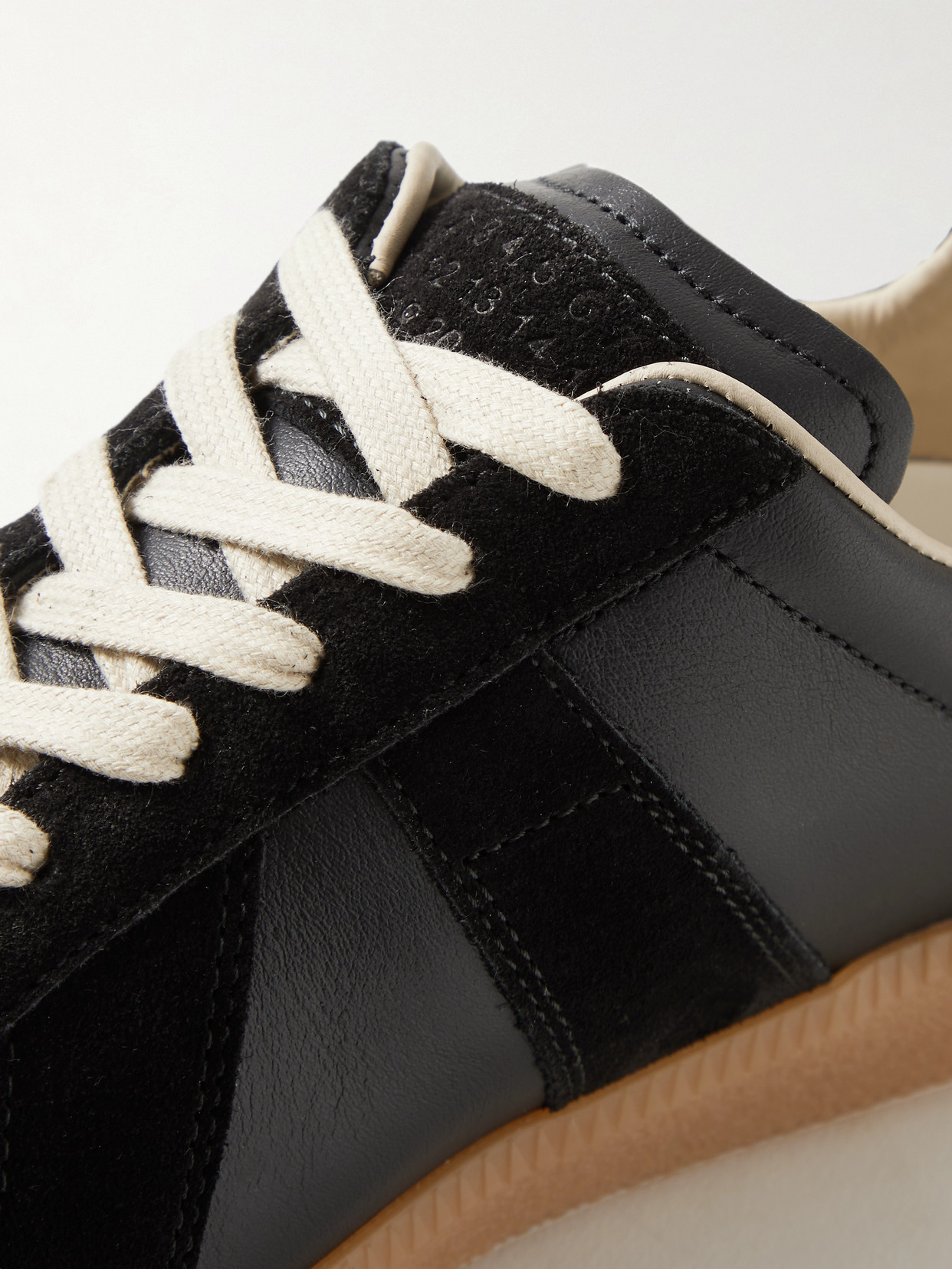 Maison Margiela Two-tone Leather And Suede Replica Sneakers In Black