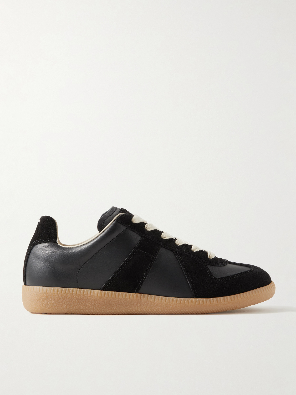 Shop Maison Margiela Replica Suede And Leather Sneakers In Black