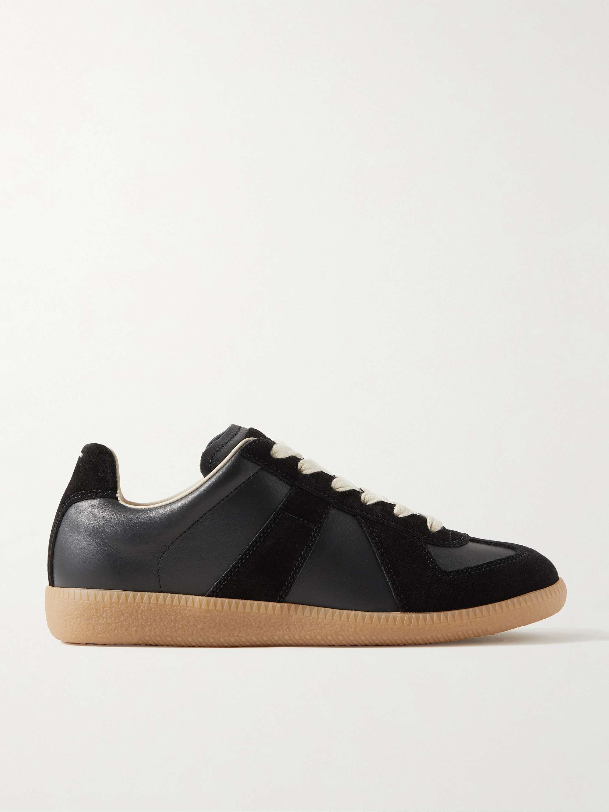 MAISON MARGIELA Replica suede and leather sneakers | NET-A-PORTER