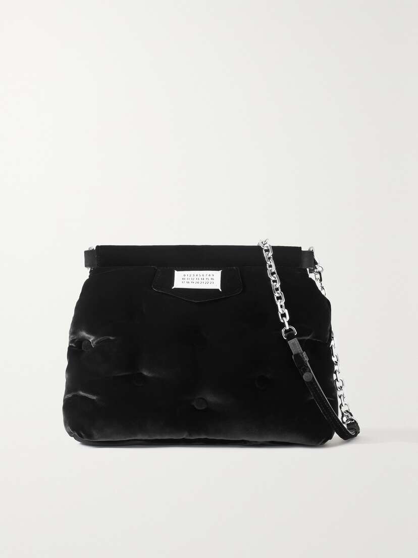 Maison Margiela Glam Slam Classique Small Padded Quilted Velvet Shoulder Bag