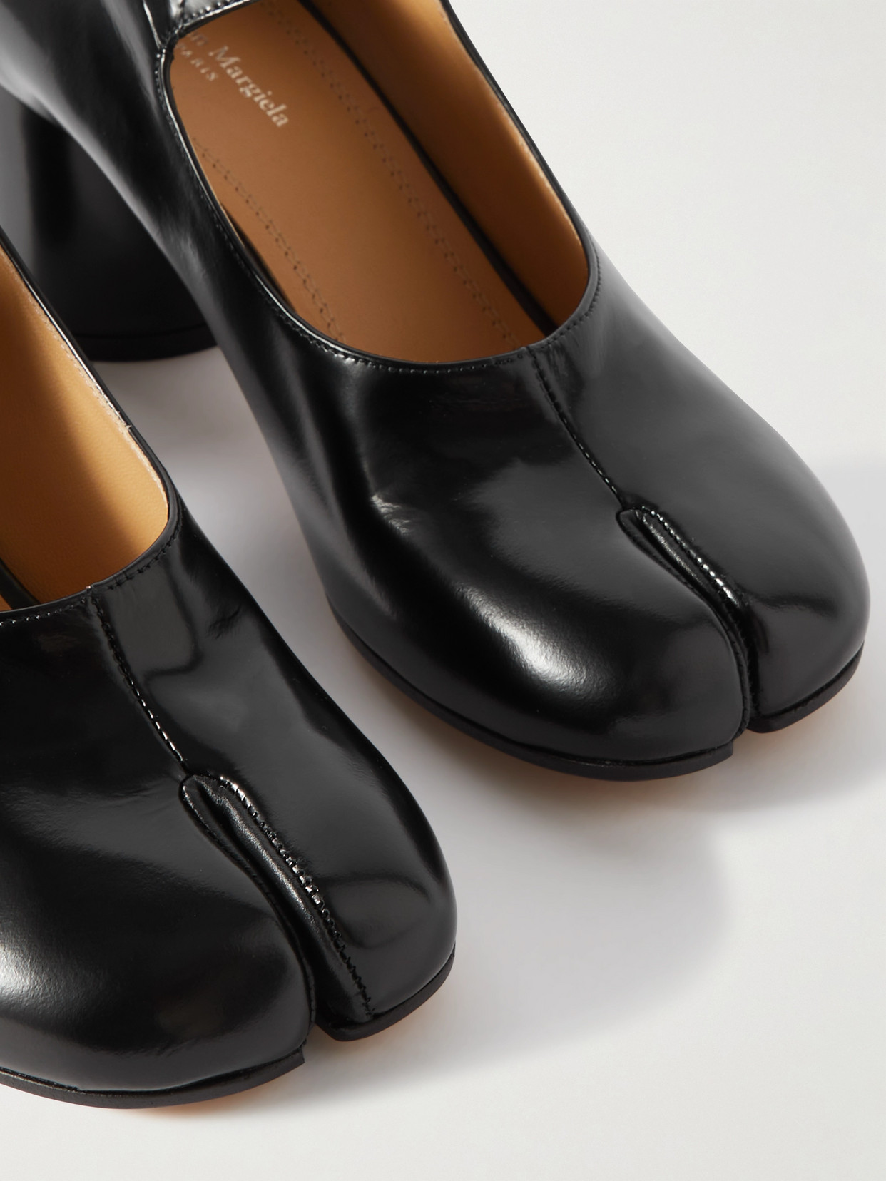 Maison Margiela Womens Black Tabi 60 Split-toe Block-heel Leather Mary-janes Eur 37 / 4 Uk