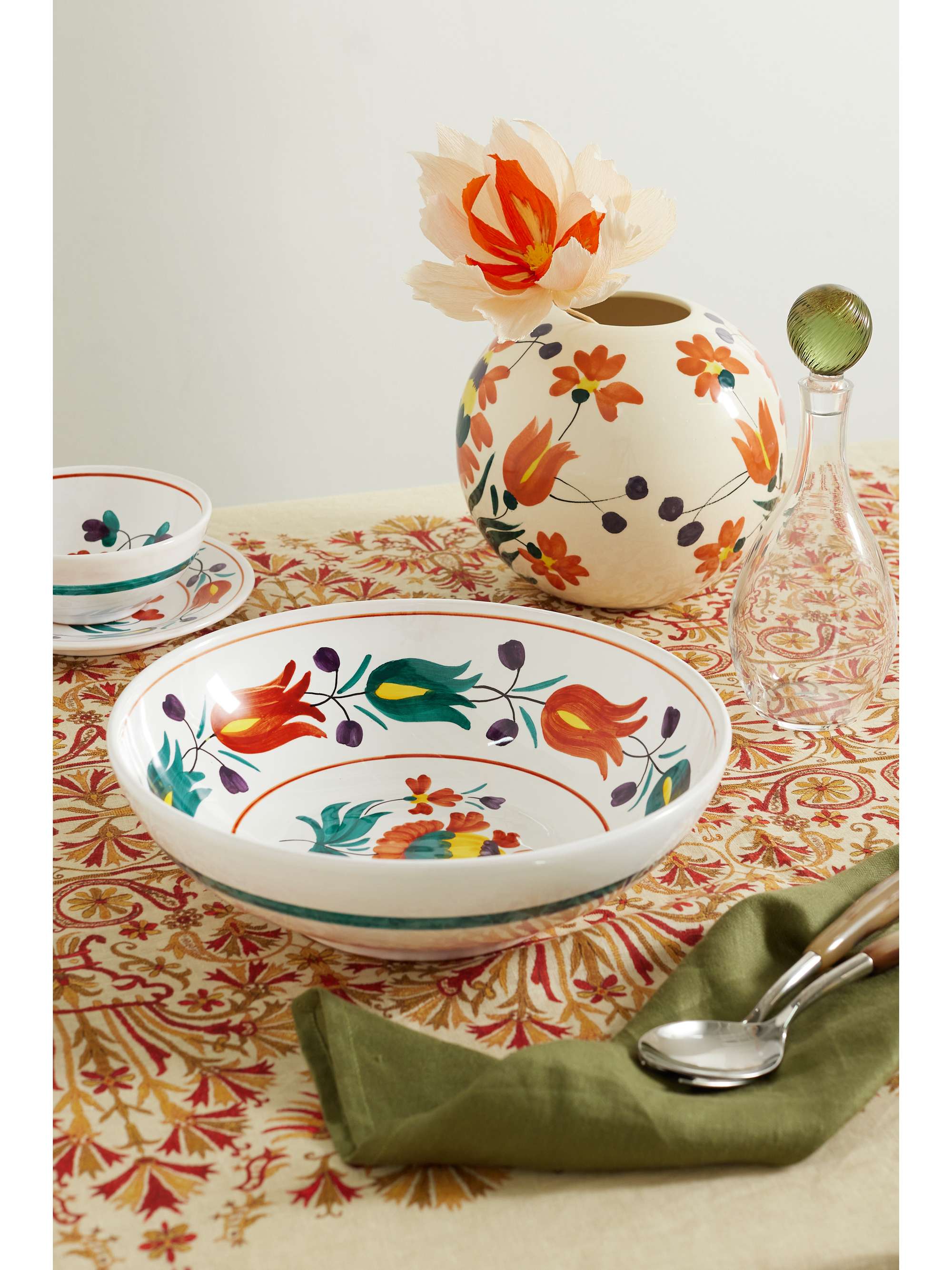 White Lia painted ceramic serving bowl CABANA NET A PORTER