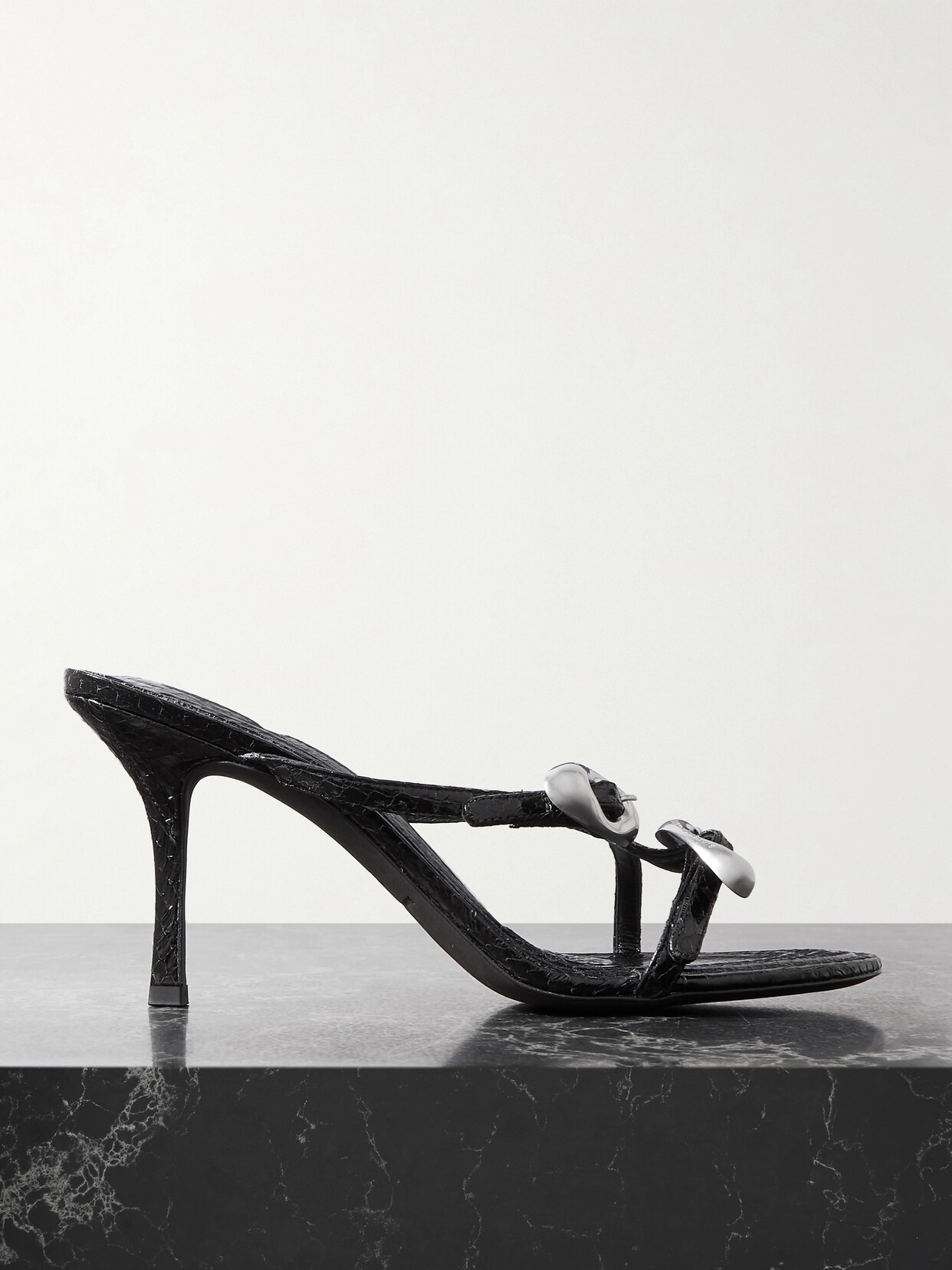 Alexander Wang Dome 85 Water Snake Strappy Sandal In Black
