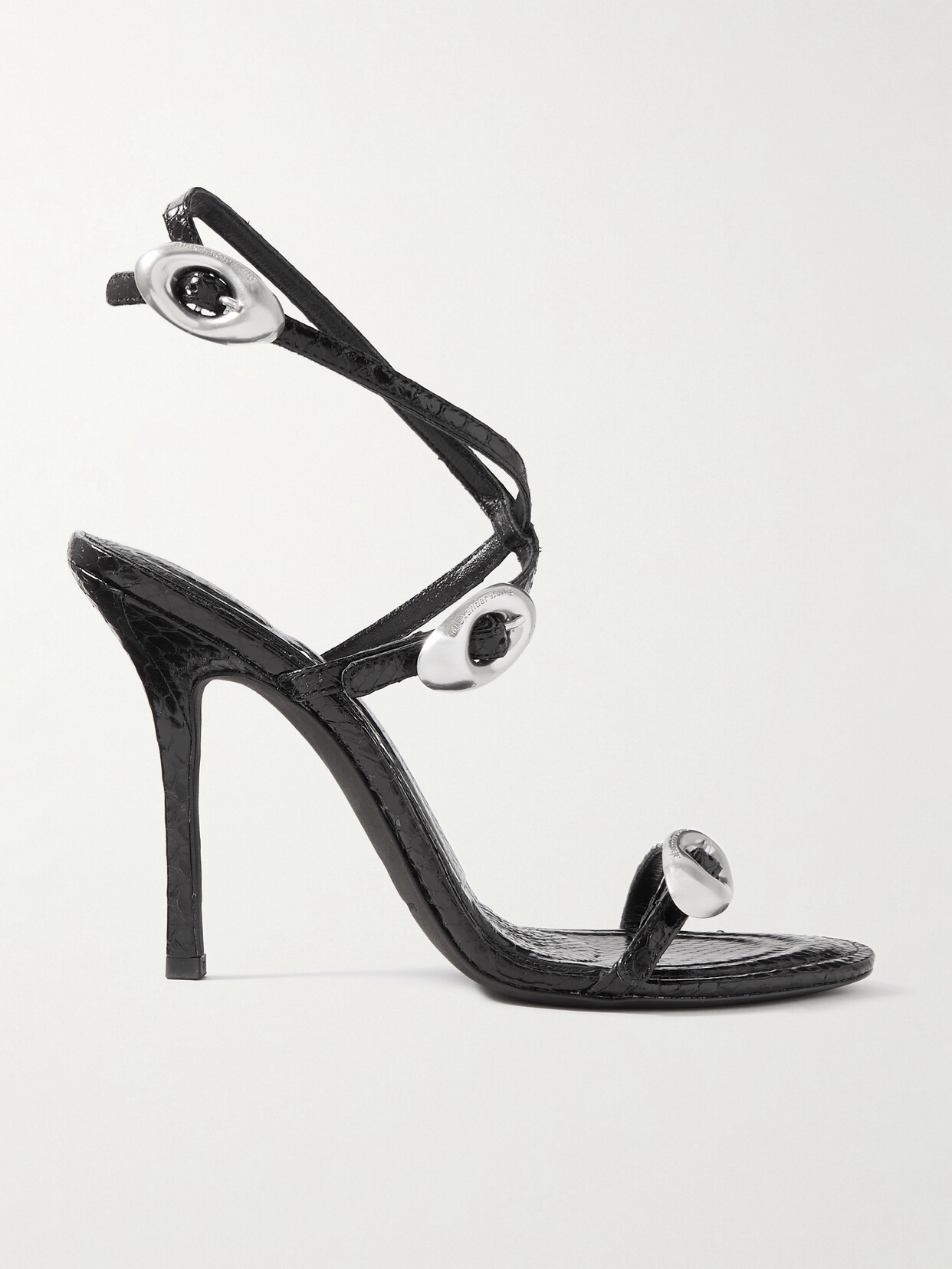 Alexander Wang Dome Snake-effect Leather Sandals - Black
