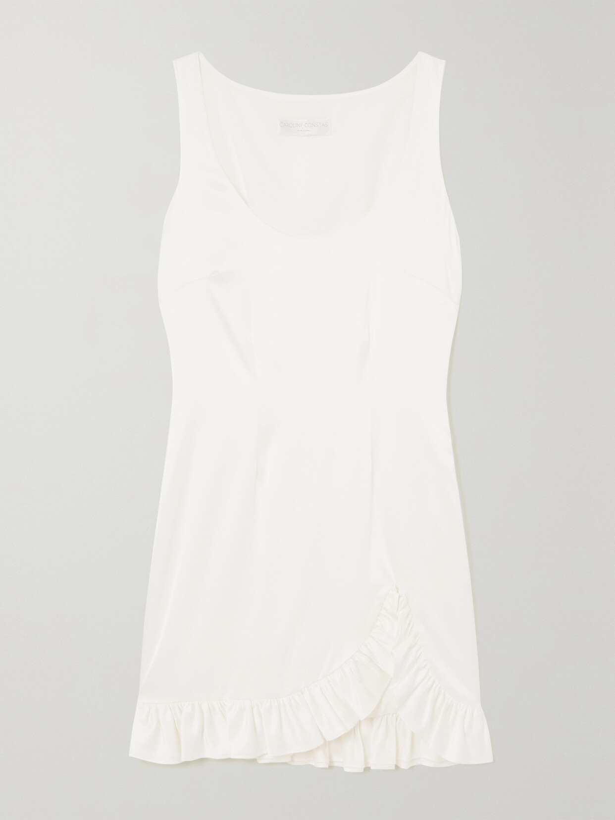 CAROLINE CONSTAS - Natalie Ruffled Stretch-silk Charmeuse Mini Dress - Ivory