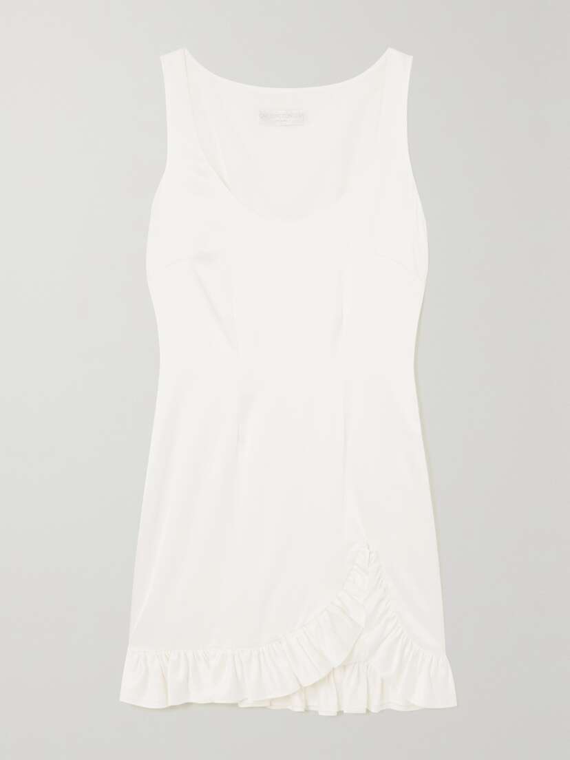 CAROLINE CONSTAS Natalie Ruffled Stretch-silk Charmeuse Mini Dress