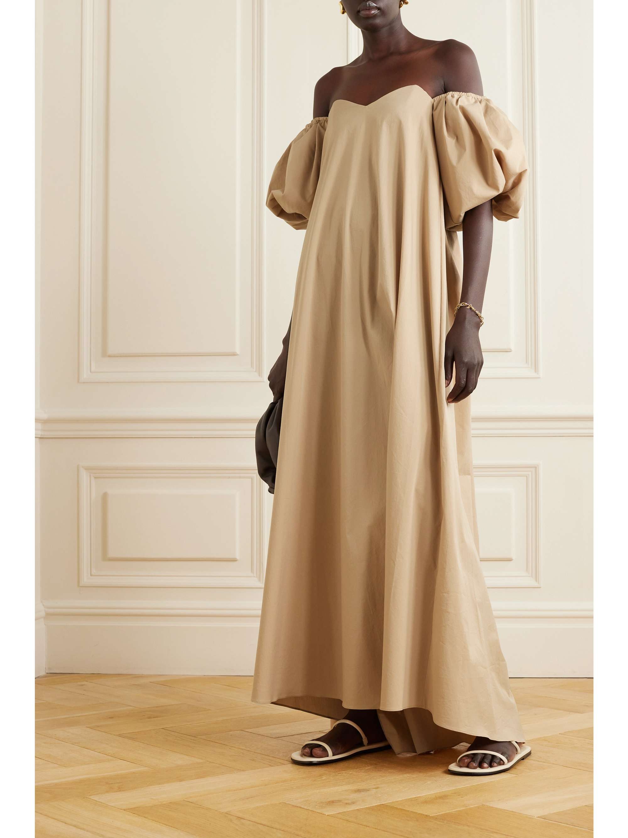 Palmer off the shoulder cotton blend poplin maxi dress
