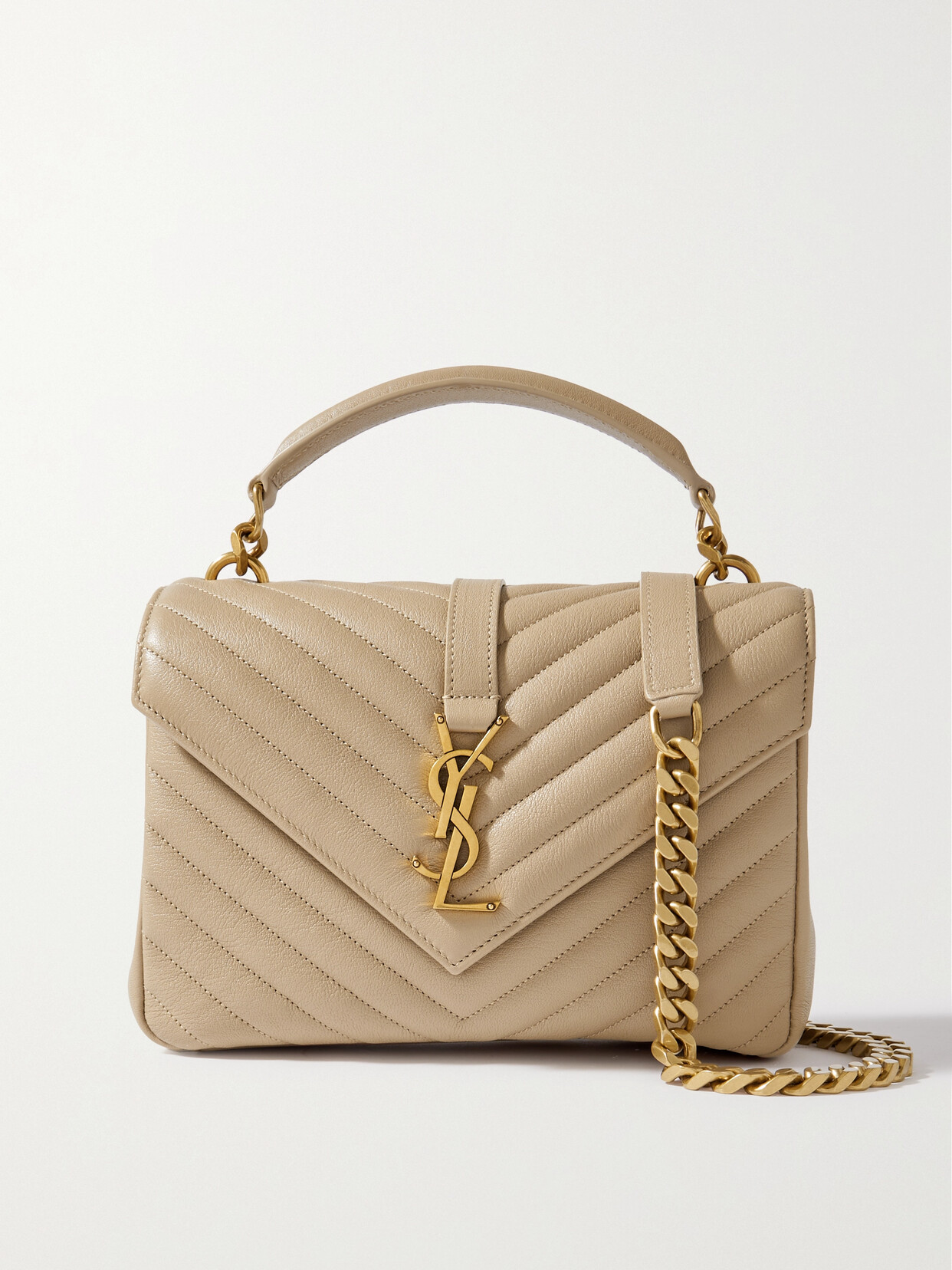 SAINT LAURENT - College Medium Quilted Leather Tote - Neutrals