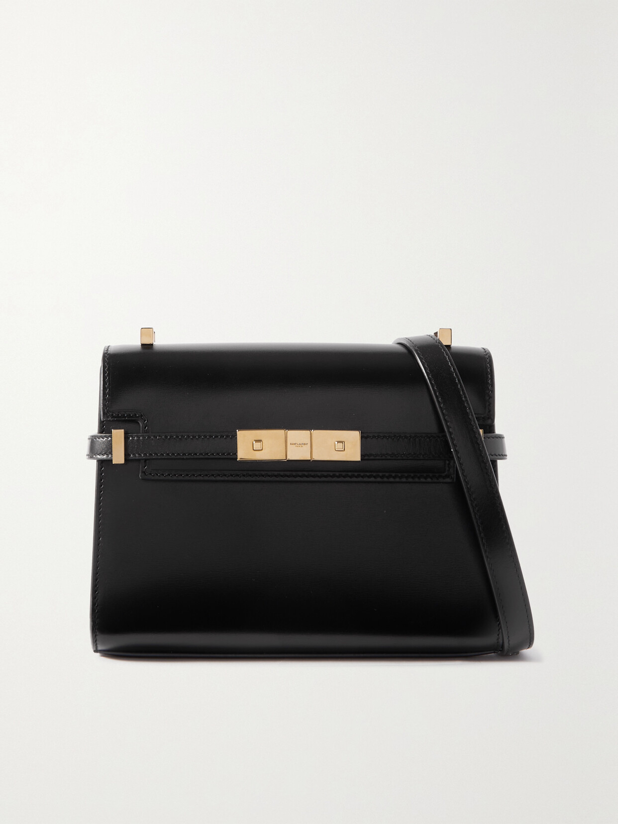 Saint Laurent Manhattan Mini Leather Shoulder Bag In Black