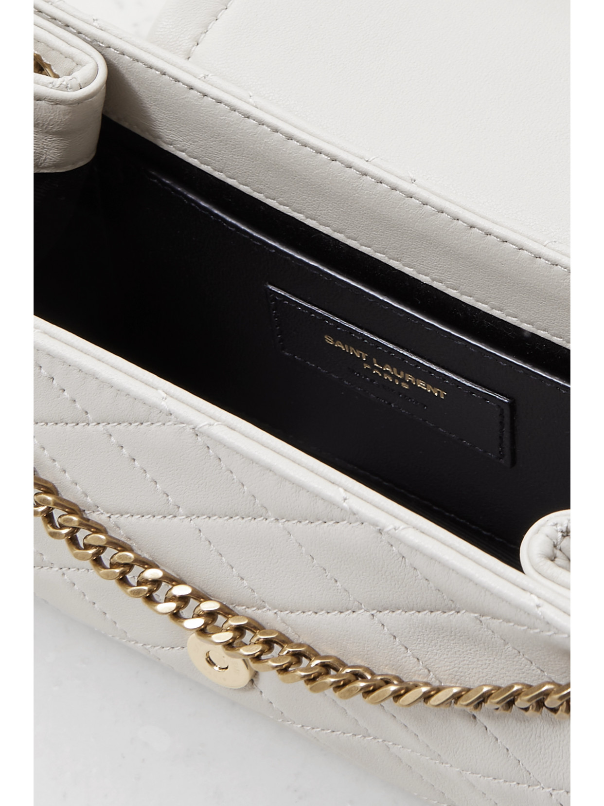 Saint Laurent Nolita Mini Leather Shoulder Bag In White