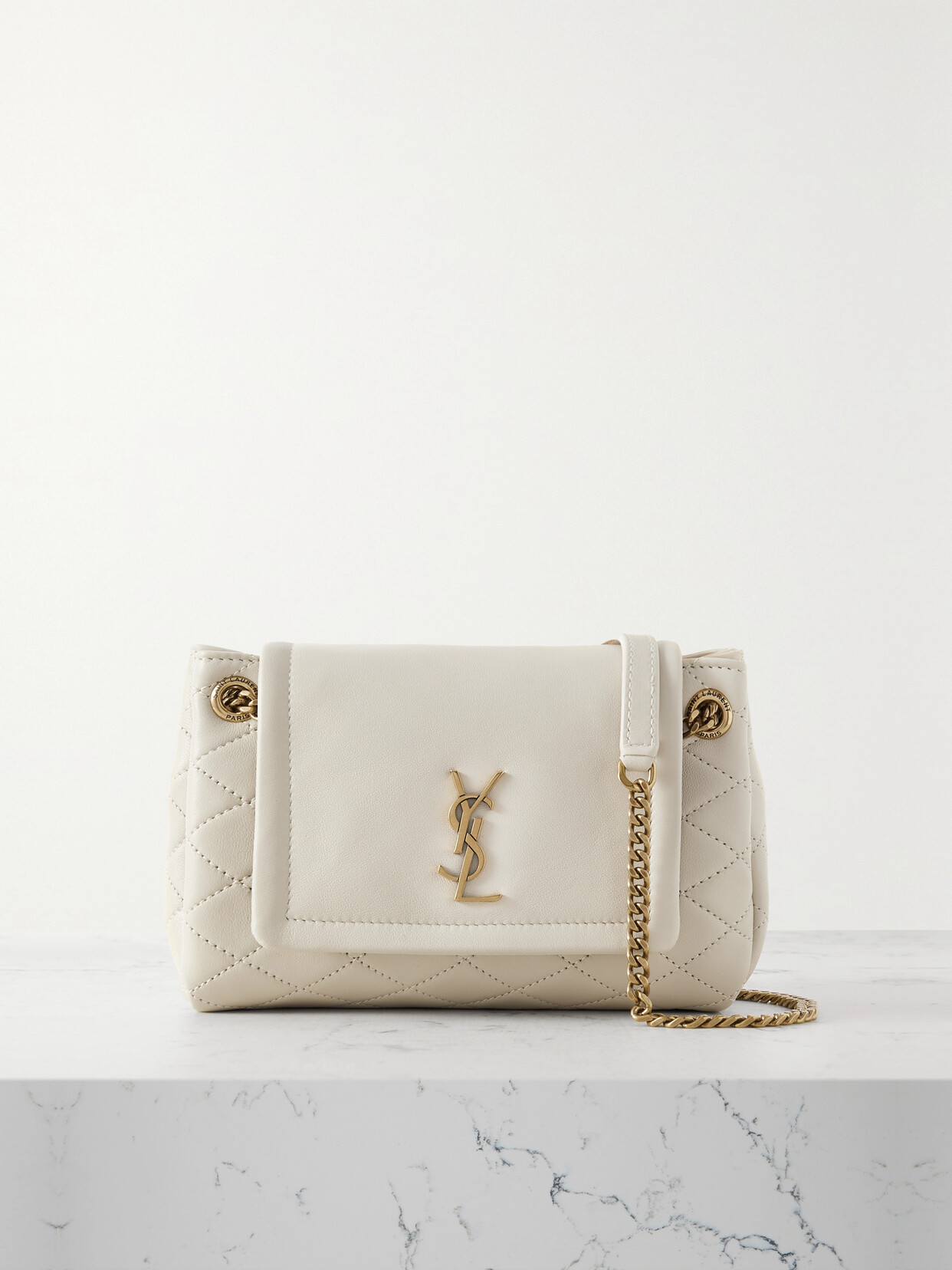 Shop Saint Laurent Nolita Mini Matelassé Leather Shoulder Bag In White