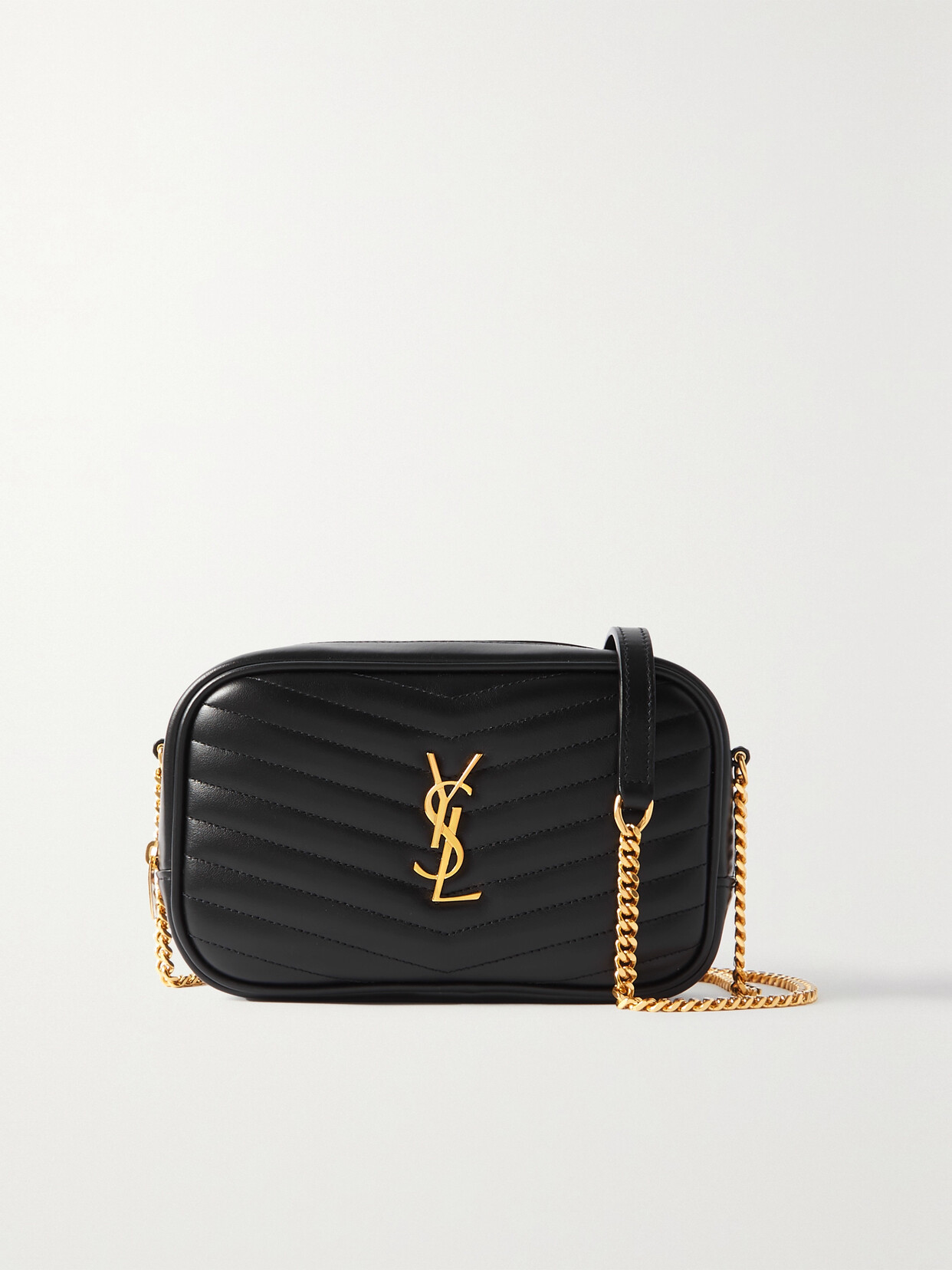 Saint Laurent Lou Mini Matelassé Leather Shoulder Bag In Black