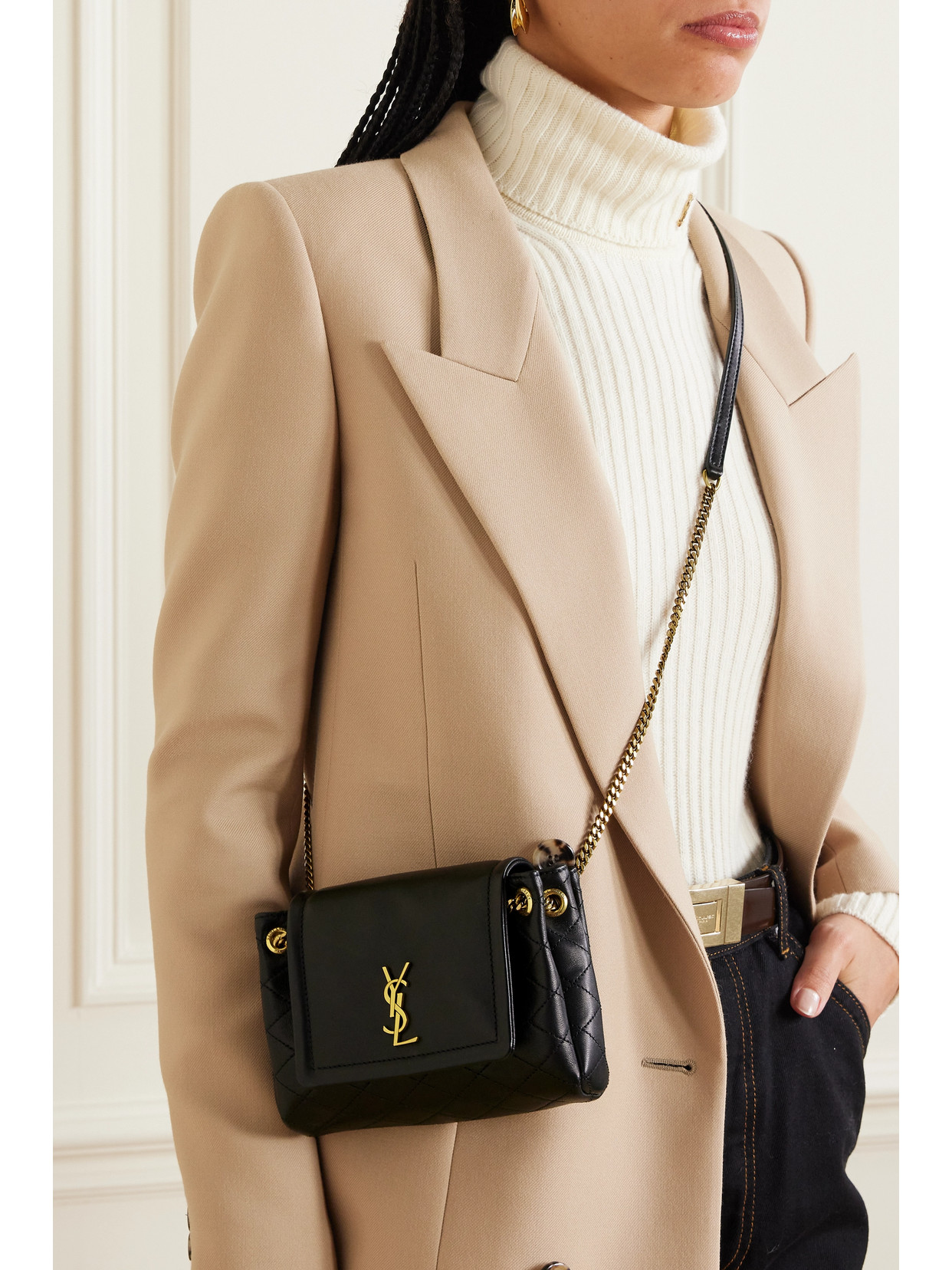 Saint Laurent Nolita Mini Matelassé Leather Shoulder Bag In Black