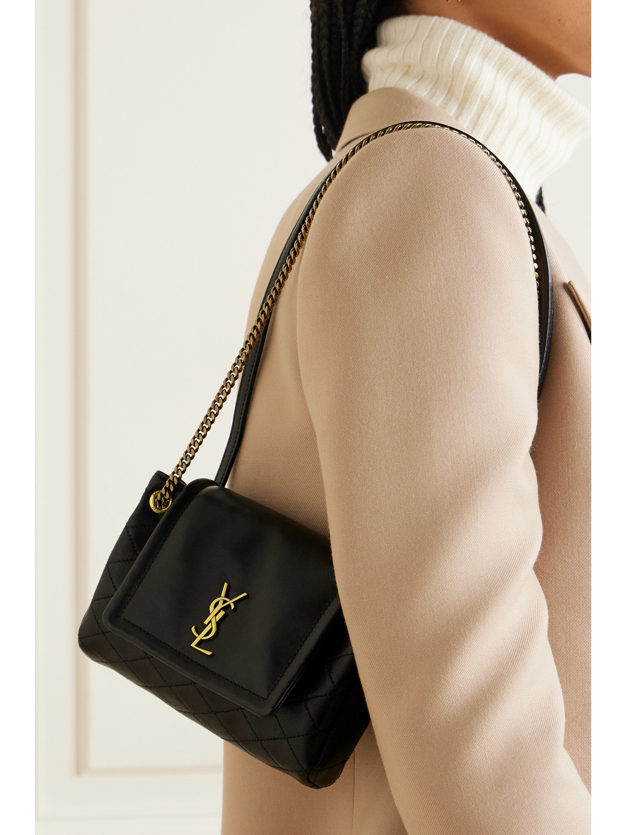 Saint Laurent Nolita Mini Matelassé Leather Shoulder Bag In Black