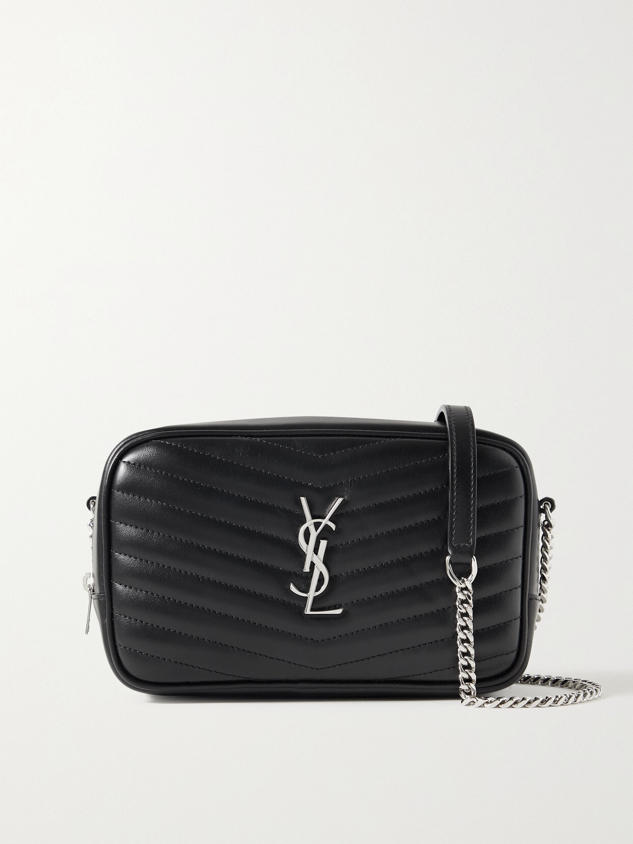 Saint Laurent Lou Mini Matelassé Leather Shoulder Bag In Black