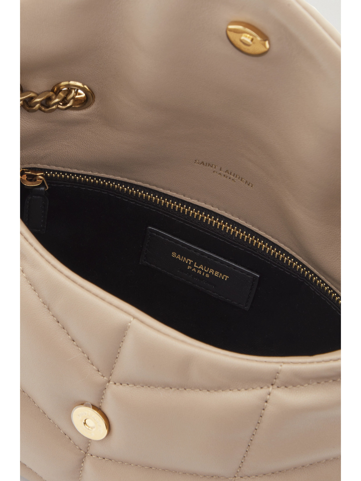 Saint Laurent Puffer Toy Quilted Leather Shoulder Bag In Neutrals