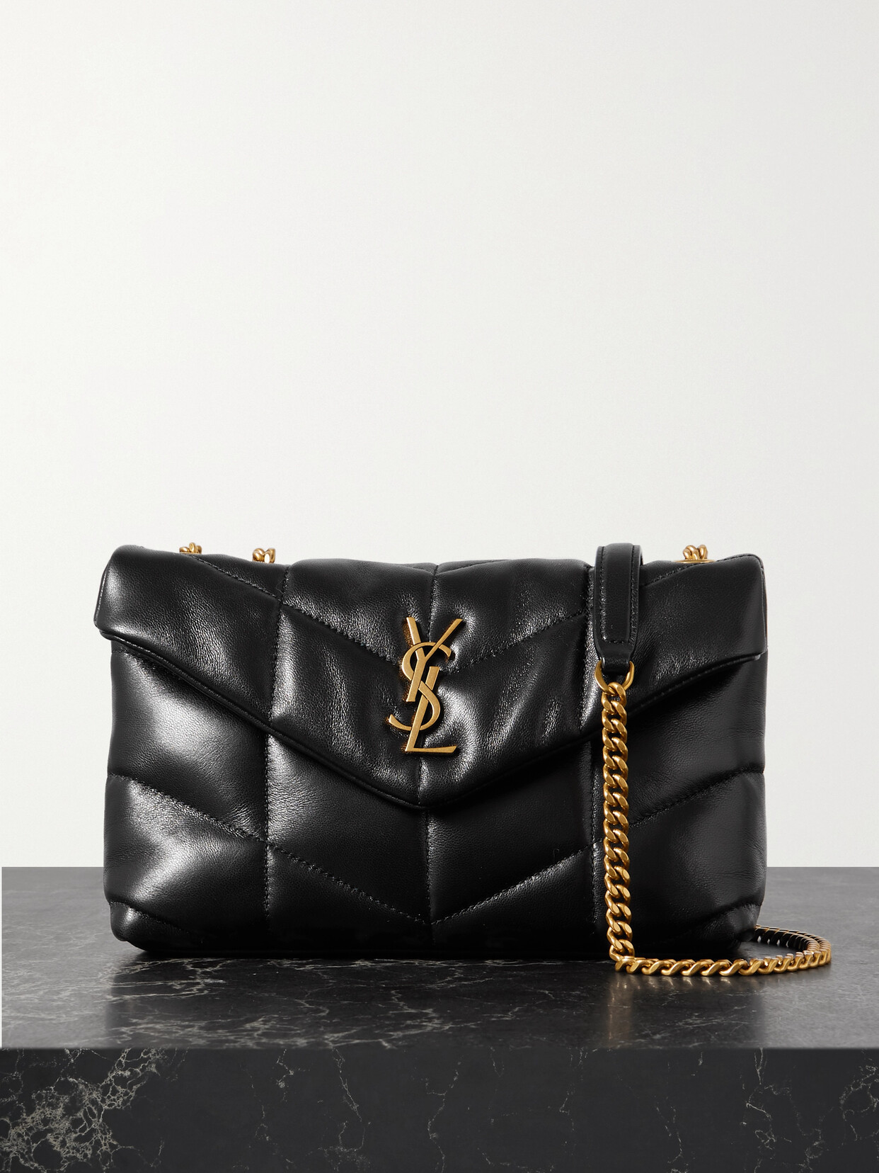 Shop Saint Laurent Puffer Toy Quilted Leather Shoulder Bag In Black