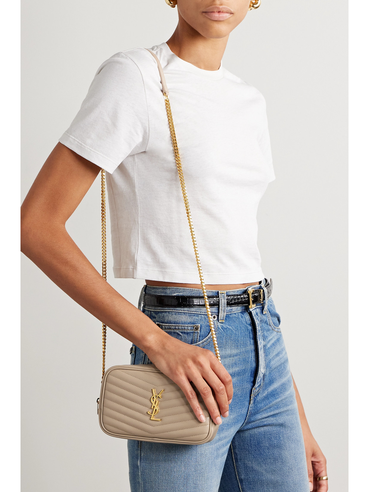 SAINT LAURENT LOU MINI MATELASSÉ LEATHER SHOULDER BAG
