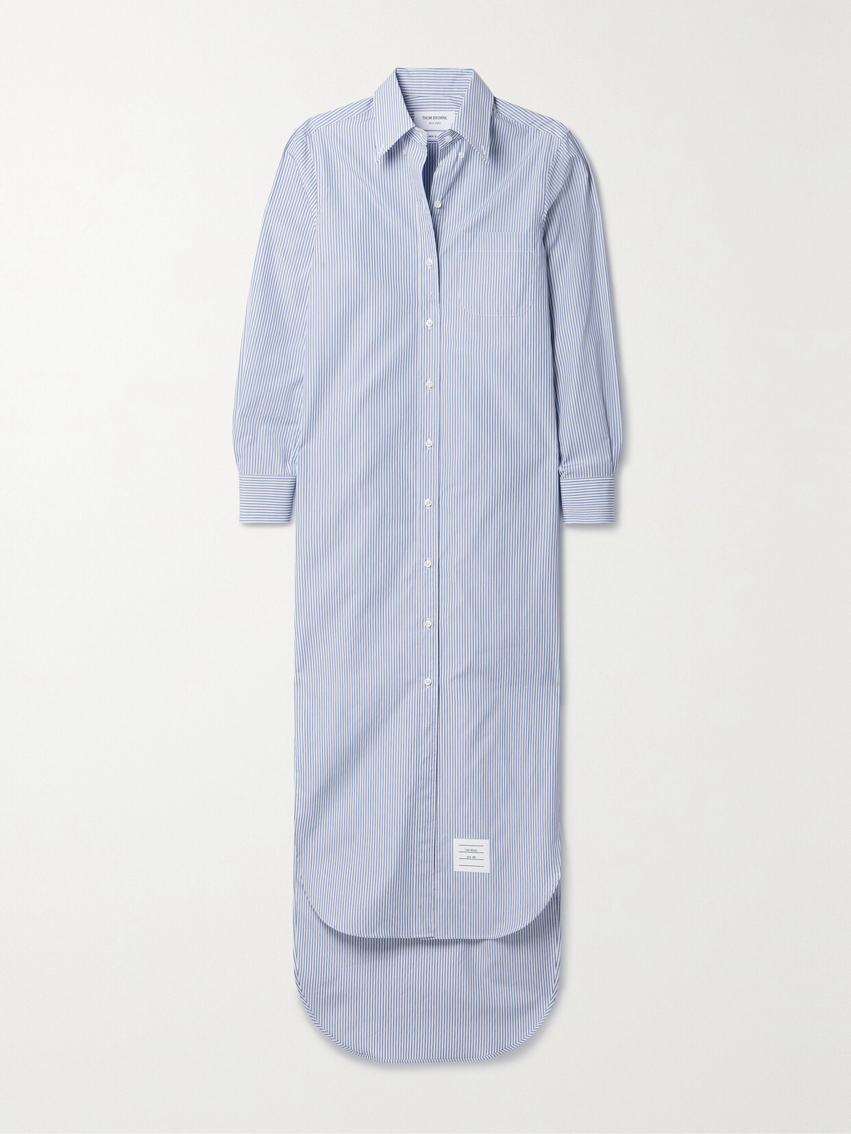 Thom Browne Striped Cotton-poplin Midi Shirt Dress In Blue