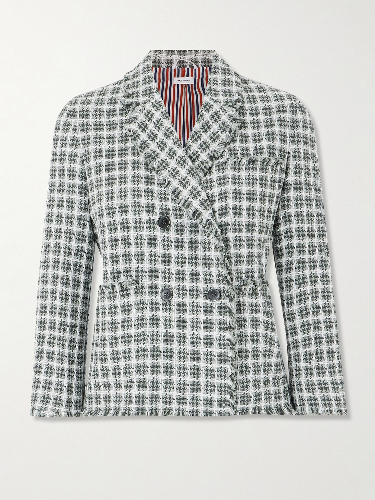 Thom Browne Double-breasted Checked Cotton-tweed Jacket - Gray