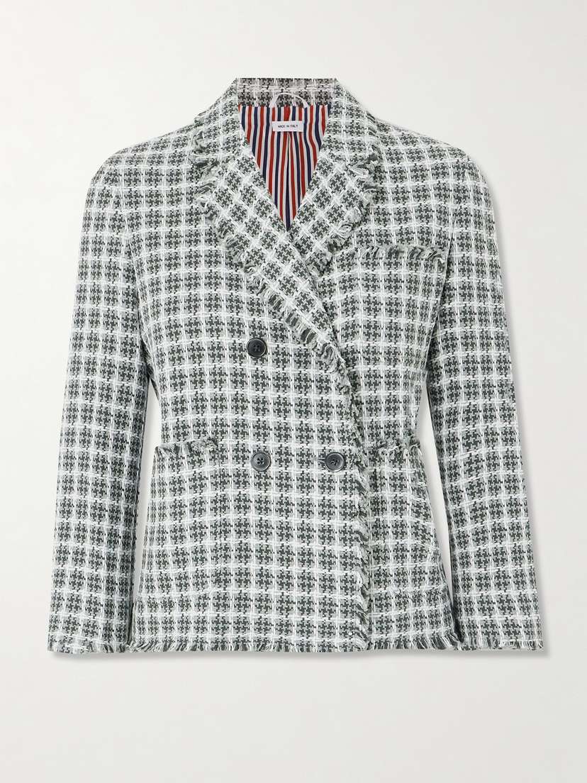 Thom Browne Double-breasted Checked Cotton-tweed Jacket
