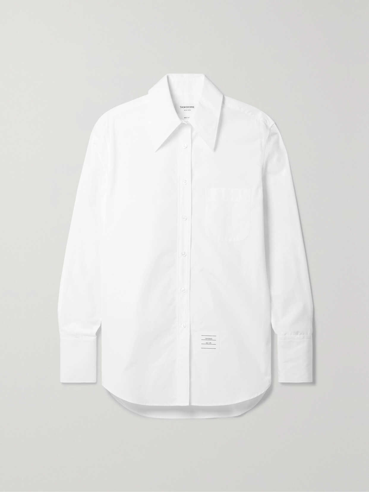 Thom Browne Appliquéd Cotton-poplin Shirt - White