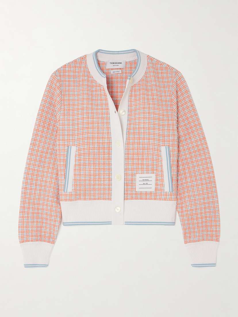Thom Browne Ribbed-knit Trimmed Cotton-blend Bouclé-tweed Cardigan