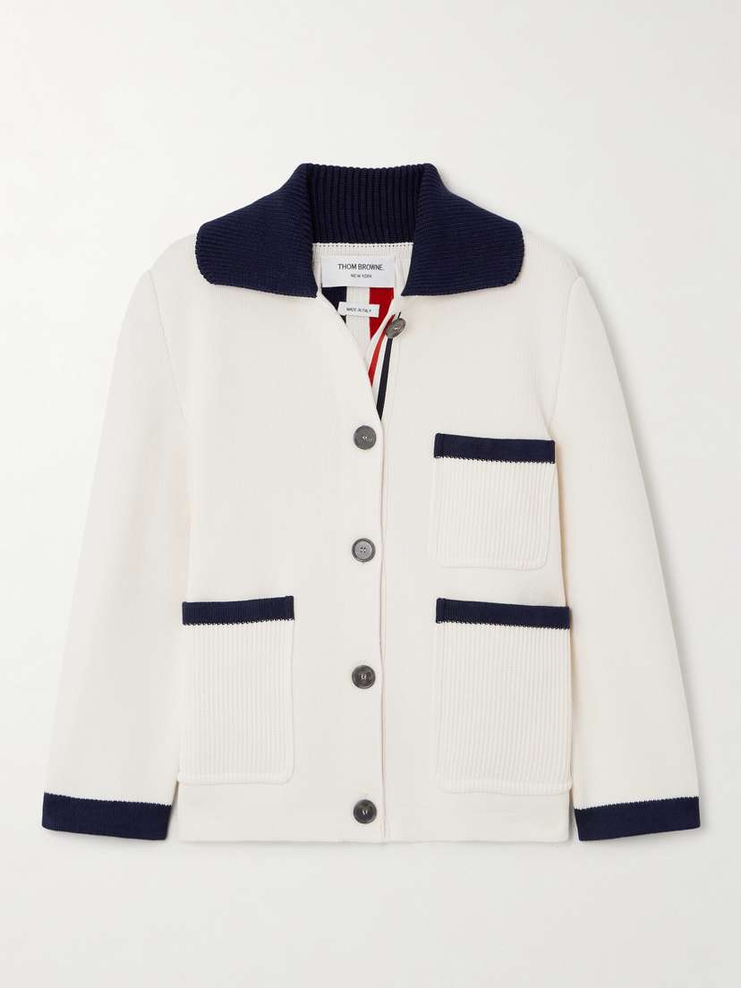 Thom Browne Striped Intarsia Cotton And Cashmere-blend Jacket