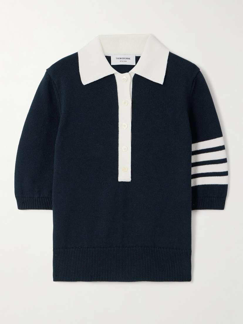 Thom Browne Hector Striped Intarsia Cotton Polo Shirt