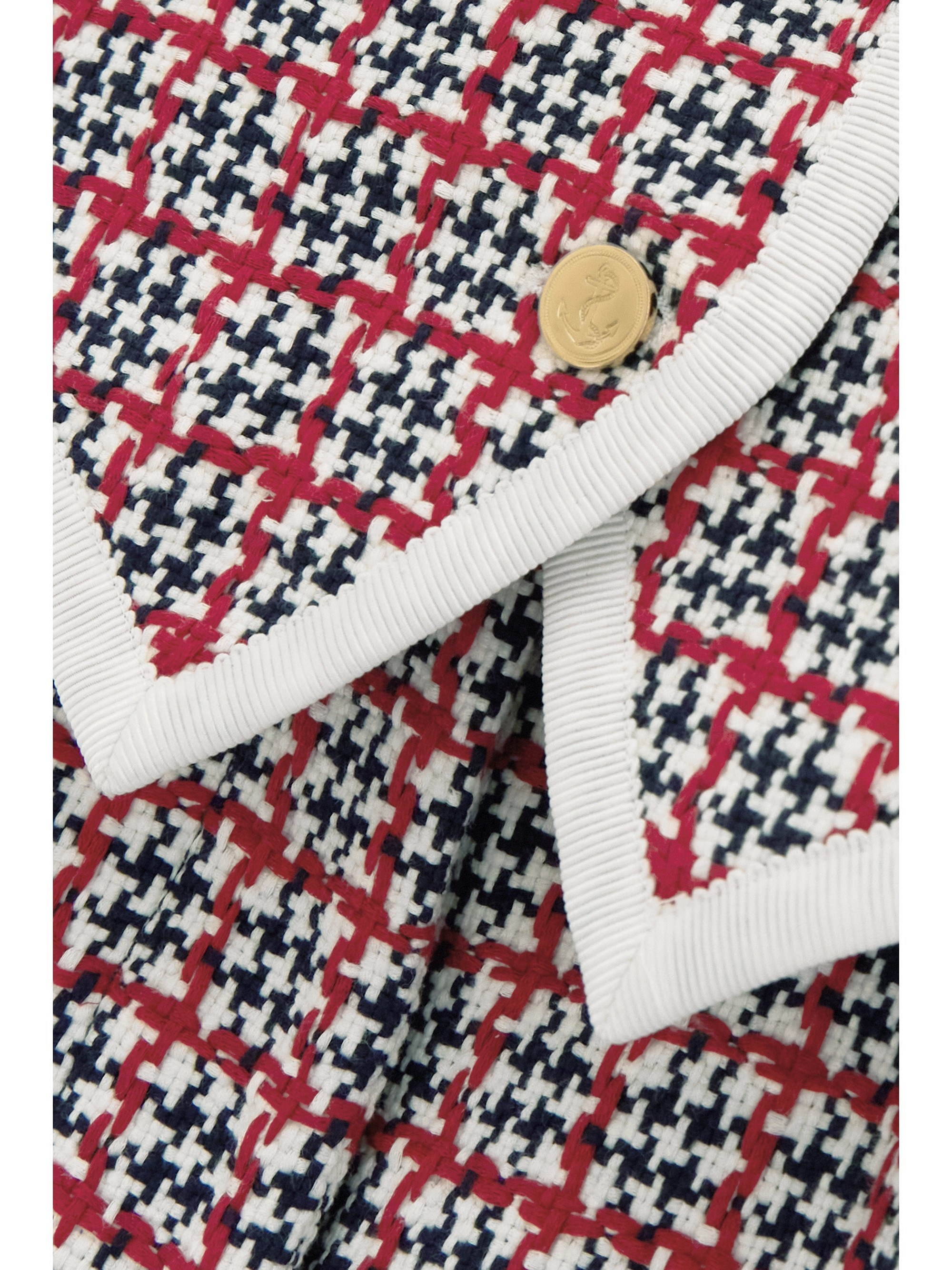 Thom Browne Grosgrain-trimmed checked cotton-tweed midi dress