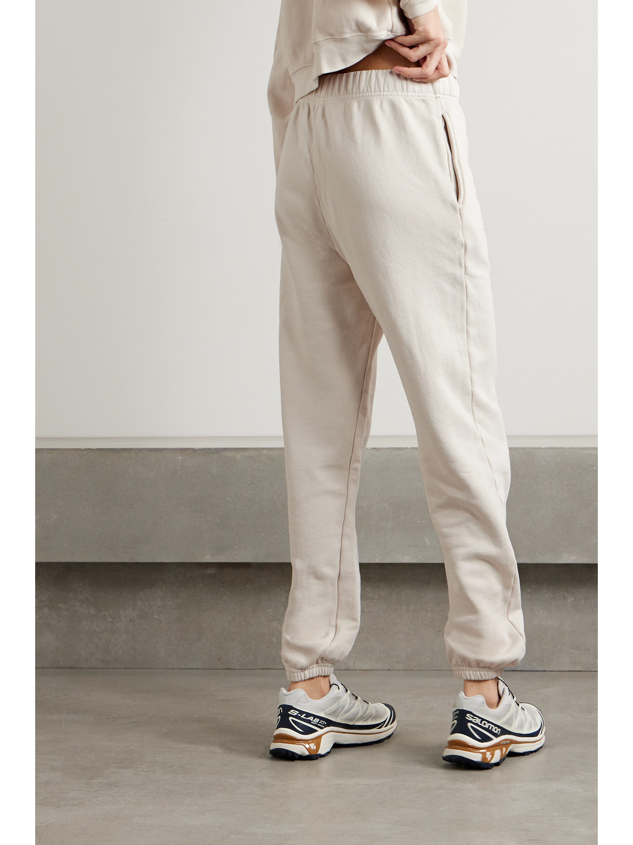 Shop Les Tien Dylan Tapered Cotton-jersey Track Pants In Ivory