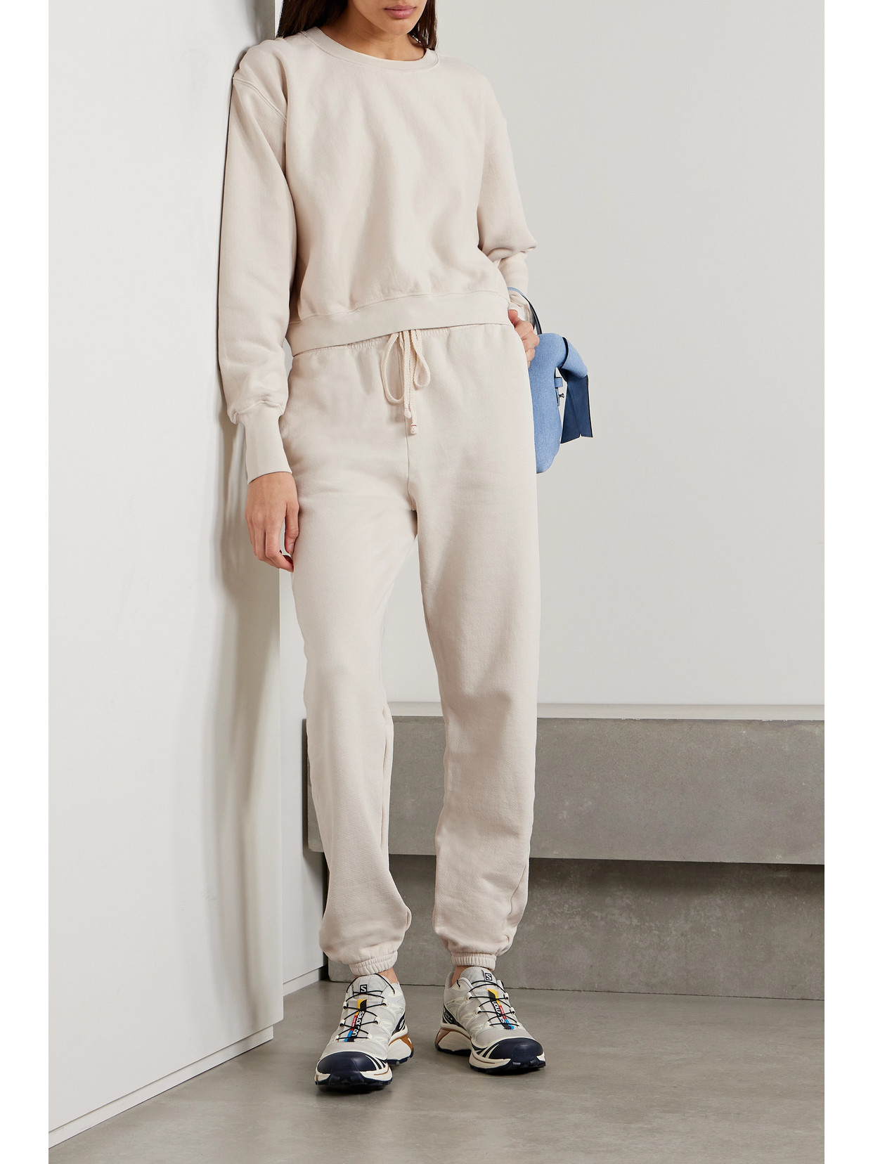 Shop Les Tien Dylan Tapered Cotton-jersey Track Pants In Ivory