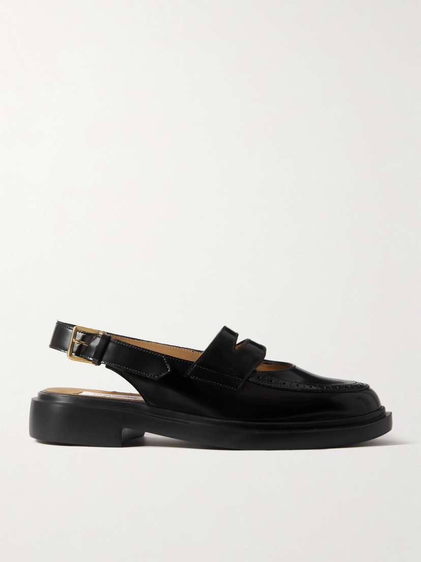 Thom Browne Cutout Leather Slingback Loafers