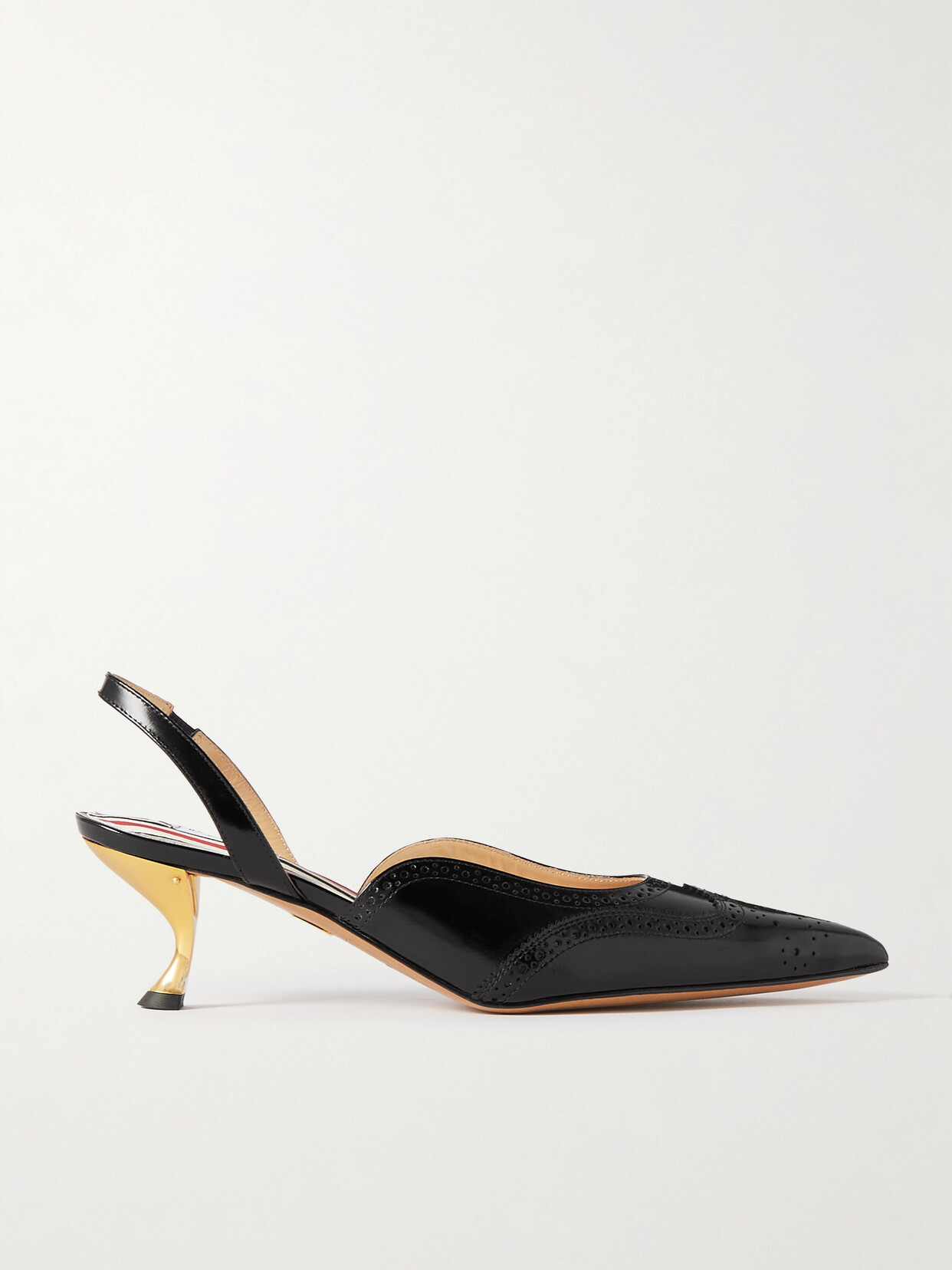 Shop Thom Browne Patent-leather Point-toe Slingback Pumps In Black