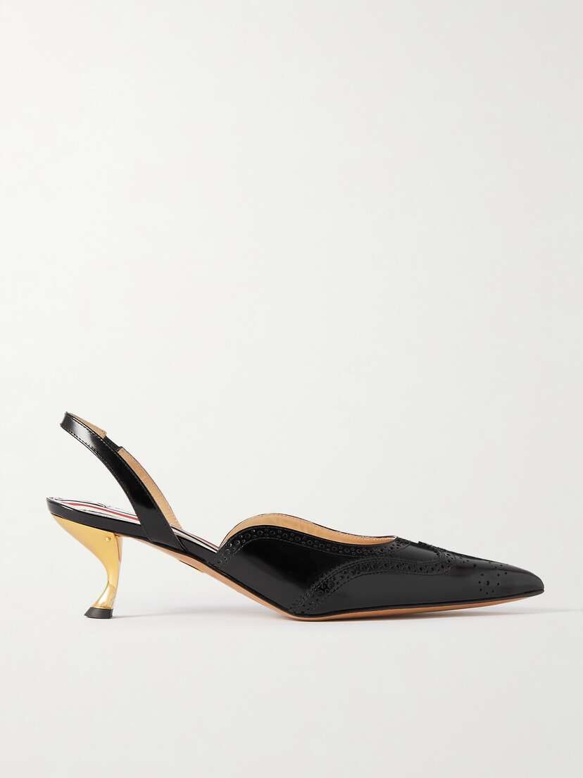 Thom Browne Patent-leather Point-toe Slingback Pumps