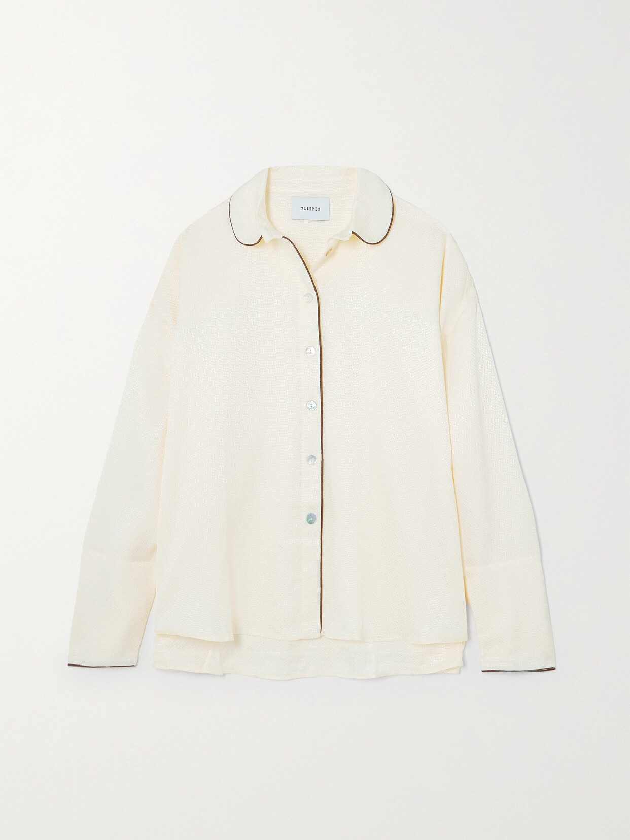 Sleeper - + Net Sustain Pastelle Satin-cloqué Pajama Shirt - White