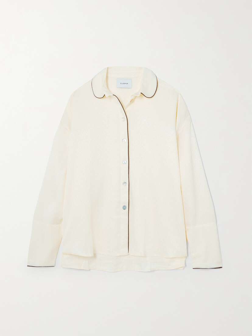 Sleeper + Net Sustain Pastelle Satin-cloqué Pajama Shirt