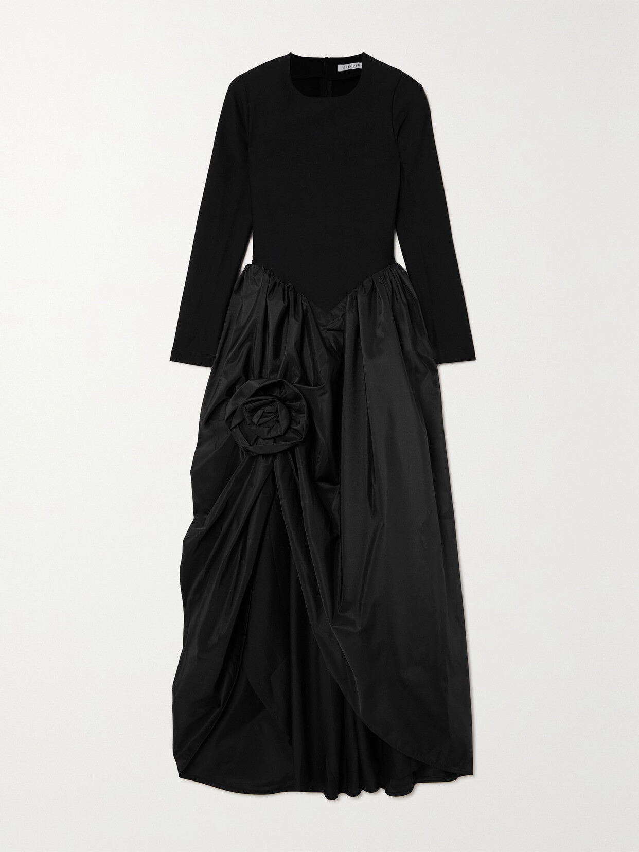 Sleeper - Aurora Appliquéd Taffeta And Cady Maxi Dress - Black